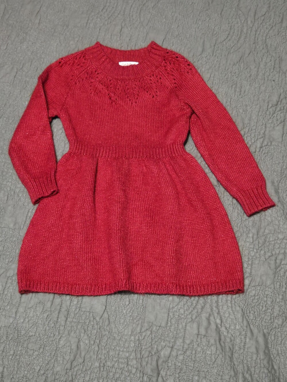 Cat & Jack Toddler Girl’s Red Long Sleeve Winter Knit Holiday Dress Size 18m